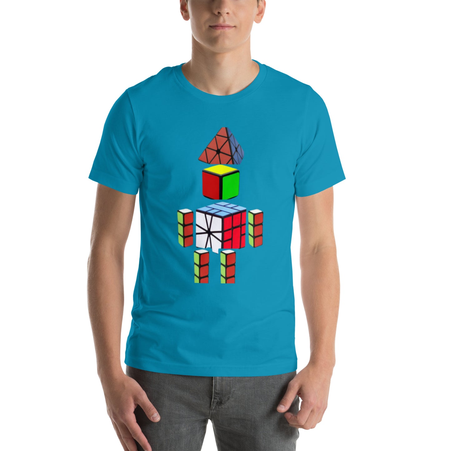 Cubeman Cubing T-Shirt (Larger Kids Sizes, Adult Sizes - Unisex)