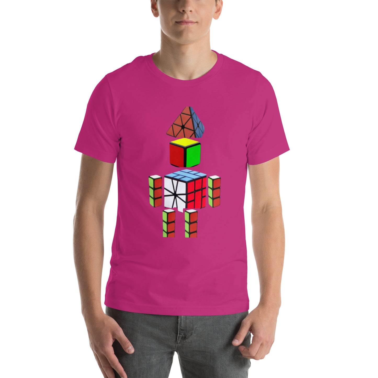 Cubeman Cubing T-Shirt (Larger Kids Sizes, Adult Sizes - Unisex)