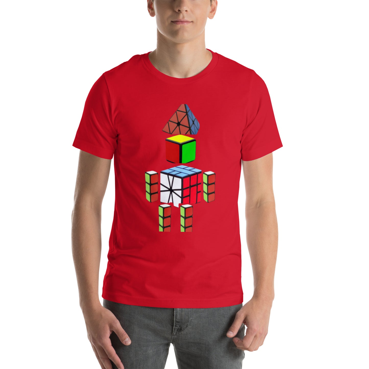Cubeman Cubing T-Shirt (Larger Kids Sizes, Adult Sizes - Unisex)
